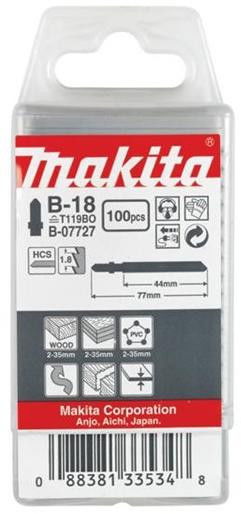Makita 100db HCS B-18 szúrófűrészlap fához, általános TPI:14, L:75mm termék fő termékképe