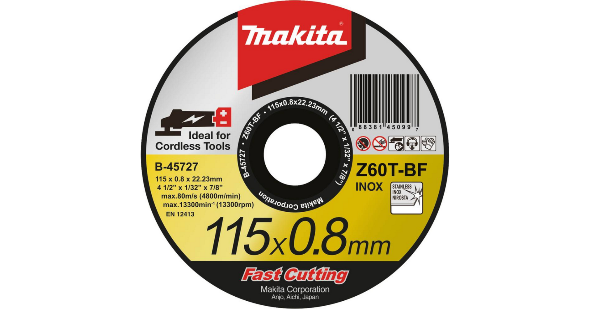 Makita rozsdamentes és normál acélhoz vágókorong 115x0,8 mm termék fő termékképe