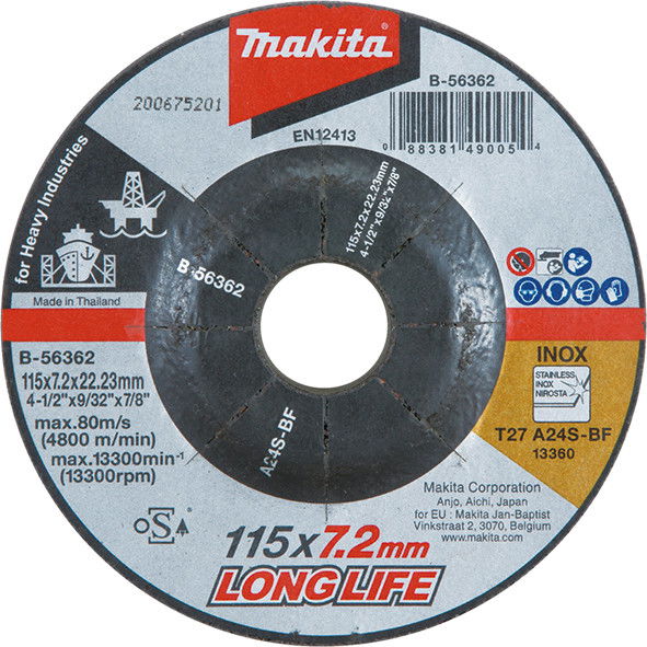 Makita Inox Long-life csiszolótárcsa 115x7,2mm termék fő termékképe