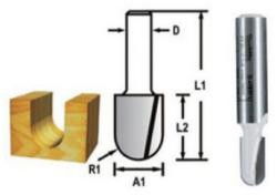 Makita kerekítő kések ⌀ 6,35mm, munkahossz: 12,7mm, befogó: 8mm, R3,2 termék fő termékképe