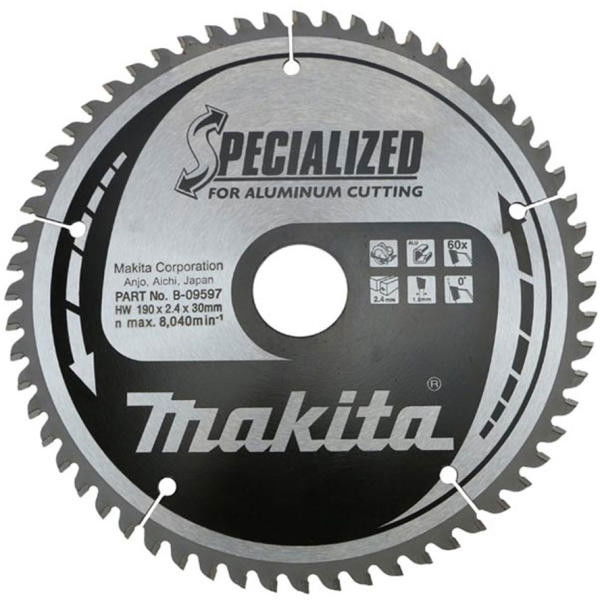 Makita Specialized körfűrésztárcsa alumíniumhoz ⌀180mm, fogszám: Z60, furat ⌀30mm termék fő termékképe