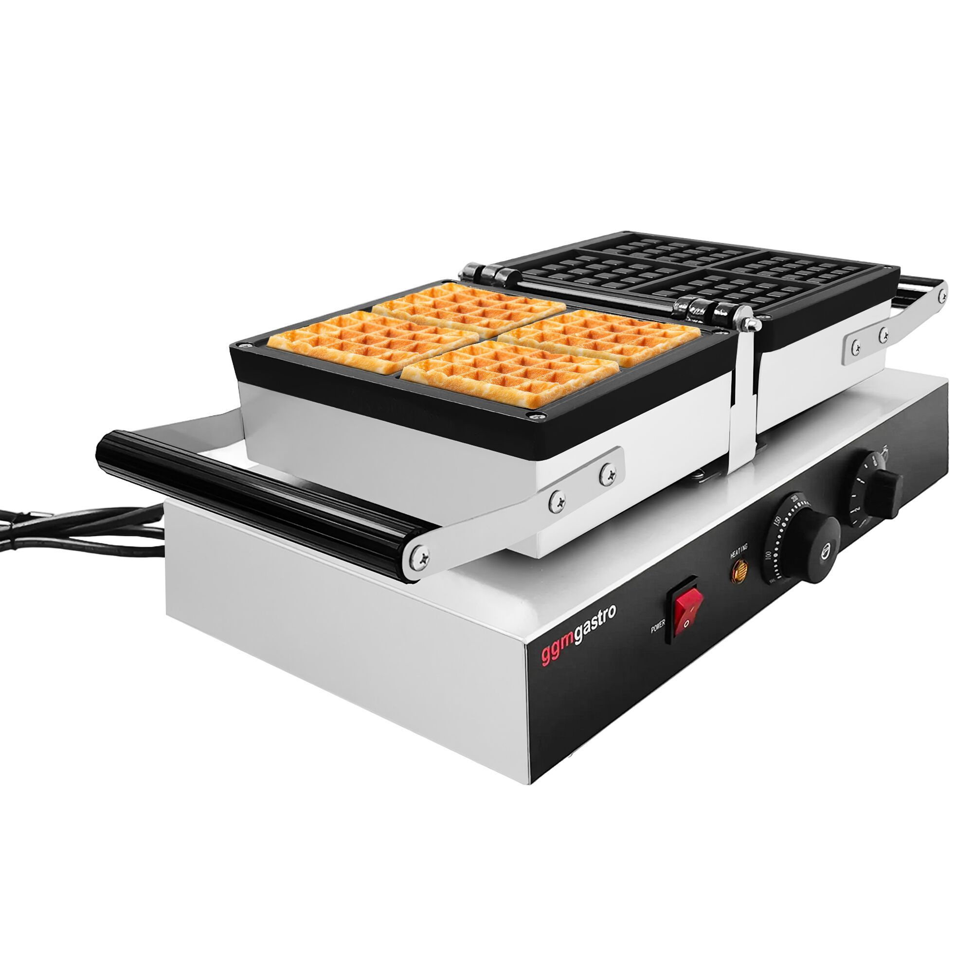 Goflisütő - Egyszemélyes - Kézi - 1,6 kW - Formája: 4 brüsszeli gofri - 180°-ban forgatható sütőfelülettel. termék fő termékképe