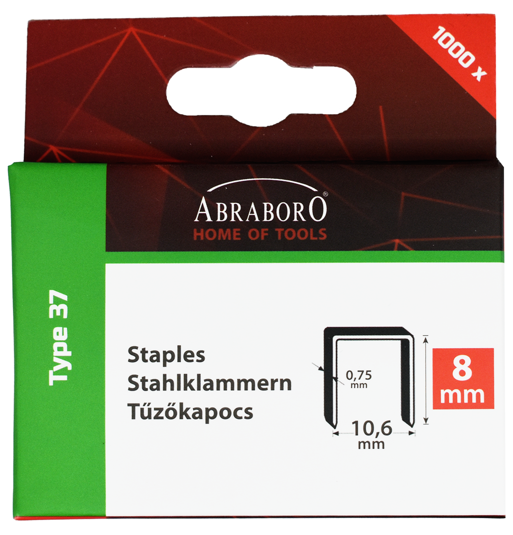 Abraboro CHILITAC H-37 típusú tűzőkapocs, 6 / 10.6 / 0.75 mm, 1000 db/csomag termék fő termékképe