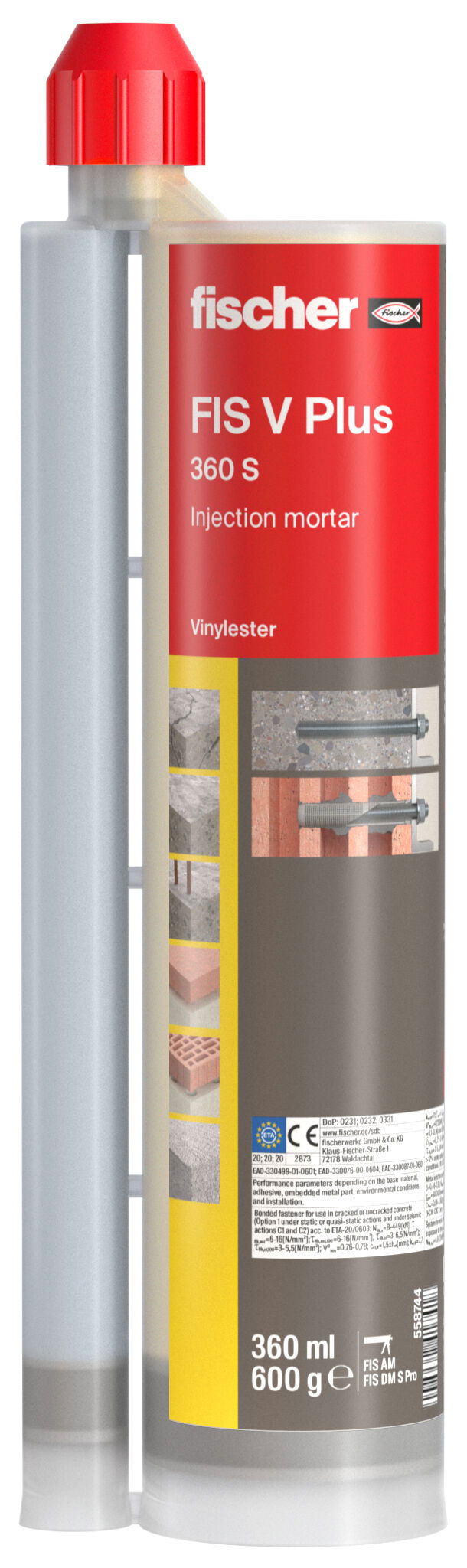Fischer FIS V Plus 360 S injektáló ragasztó, 360 ml + 2 db FIS MR Plus keverőszár (EN) termék fő termékképe